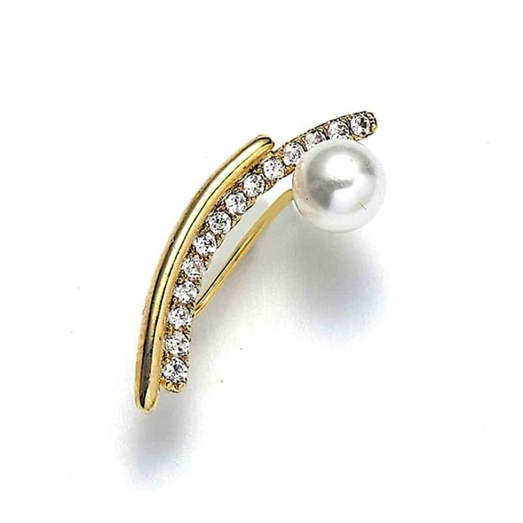 Gold Pearl Zircon Ear Climber - Picture 4 of 5